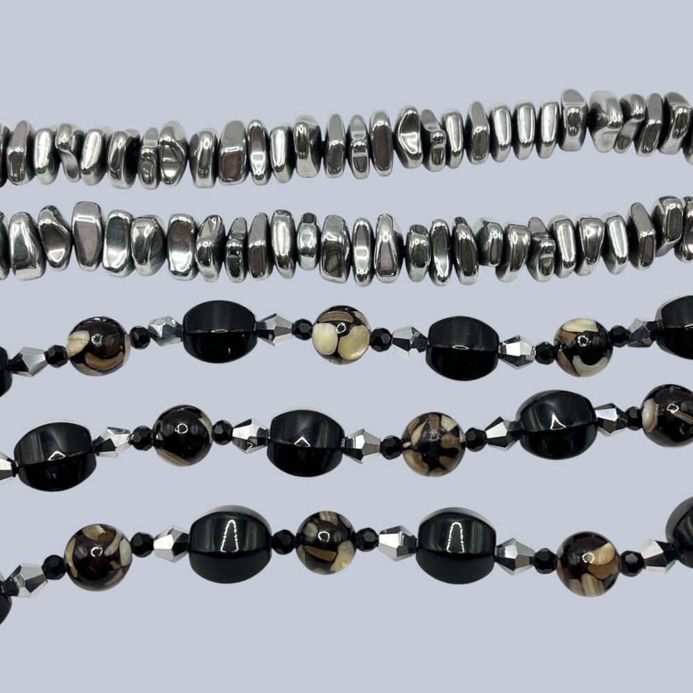 LOT Beads Agate Crystal Rhodium Plated Hematite Nugget Jewelry Crafts Black
